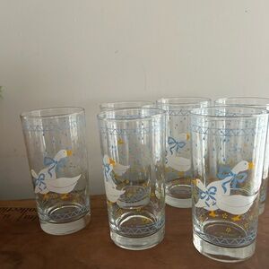 Anchor Hocking Geese Duck Cottage Core COUNTRY 10 oz Glass Tumblers set of 6